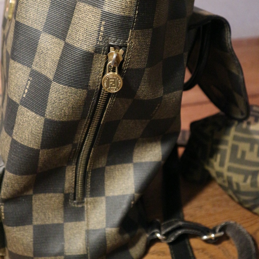 Vintage Authentic Fendi Checkered Backpack - Picture 4 of 8